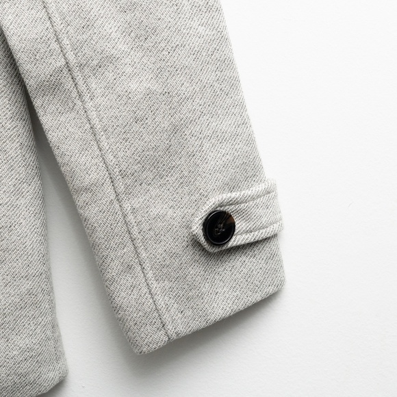 Liverpool - Gray Double-Breasted Peacoat with Removable Hood - Picture 4 of 11